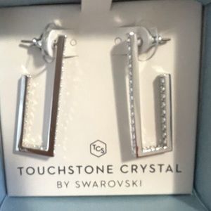 Around the Corner Earrings by Touchstone Crystal Swarovski, Aurora Boreale